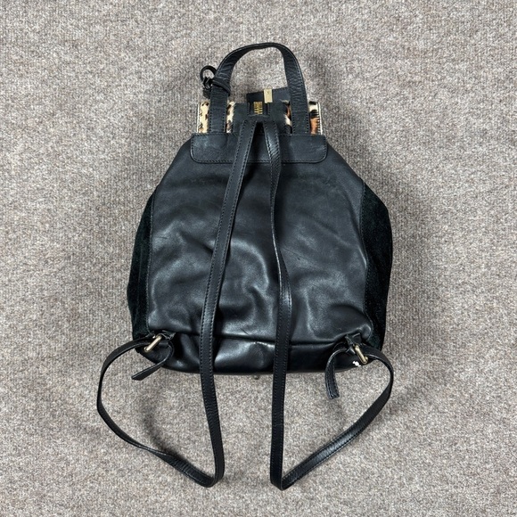 A. Bellucci Black Genuine Leather Suede Pony Hair Leopard Print Backpack Handbag main image 7